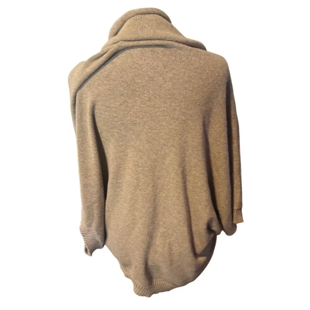 Italian Cozy Beige Cowl Neck Poncho Sweater Top wool blend - Picture 2 of 5
